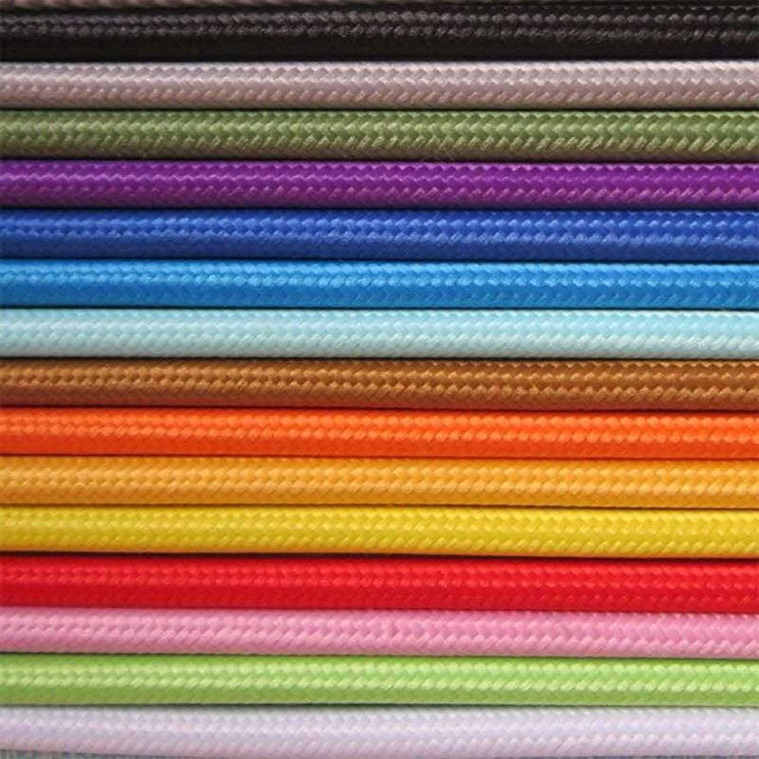 18AWG Colorful Fabric Braided Round Electrical Wire 2×0.75mm² Vintage Cloth Covered Power Cords for DIY Pendant Light Lamp Socket – 220V Pure Copper Flexible Cable, PVC Insulated(Red,50FT)