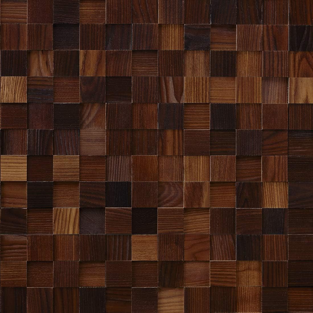 Mosaic Collection Chessboard Ash Brown - Wood Wall Mosaic Tile - Solid Ash Wood - Glued Application - 5.5 Sq Ft