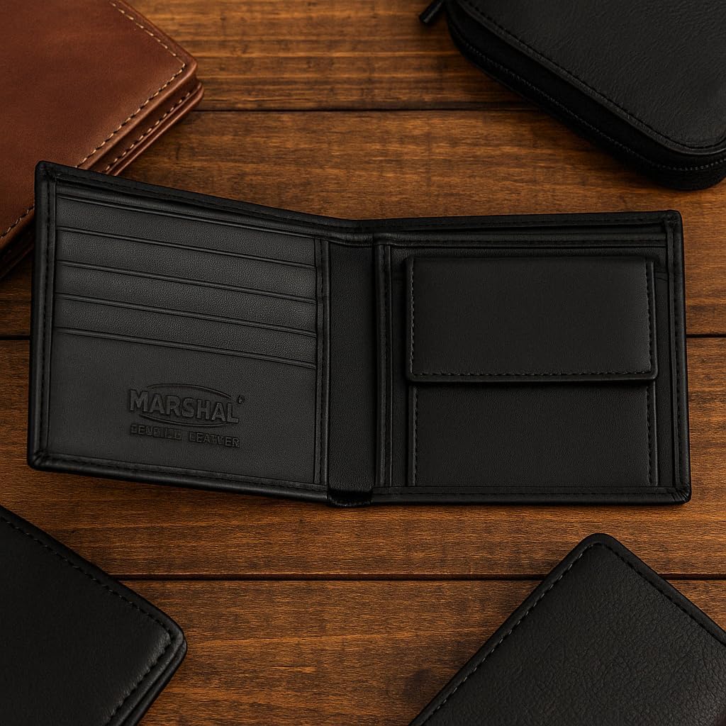 MARSHAL Soft Leather Kids Slim Thin Coin Pouch Bifold Wallet - Image 6