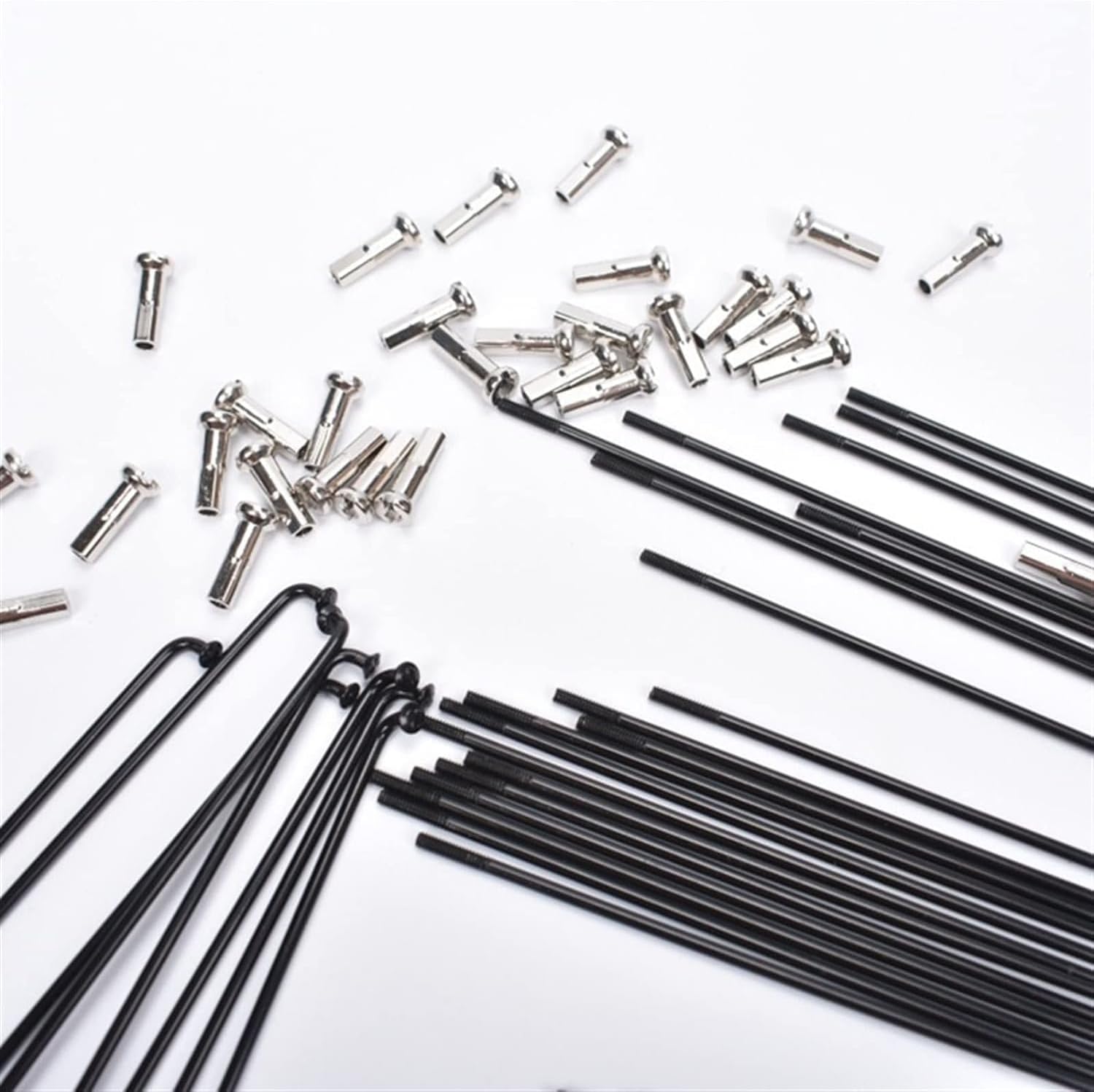 Bicycle Parts Replace Spokes, Mountain Bicycle Bicycle 14G Steel Wire 42 Steel Spoke Road Spoke Black 12PCS(250mm Copper Cap)