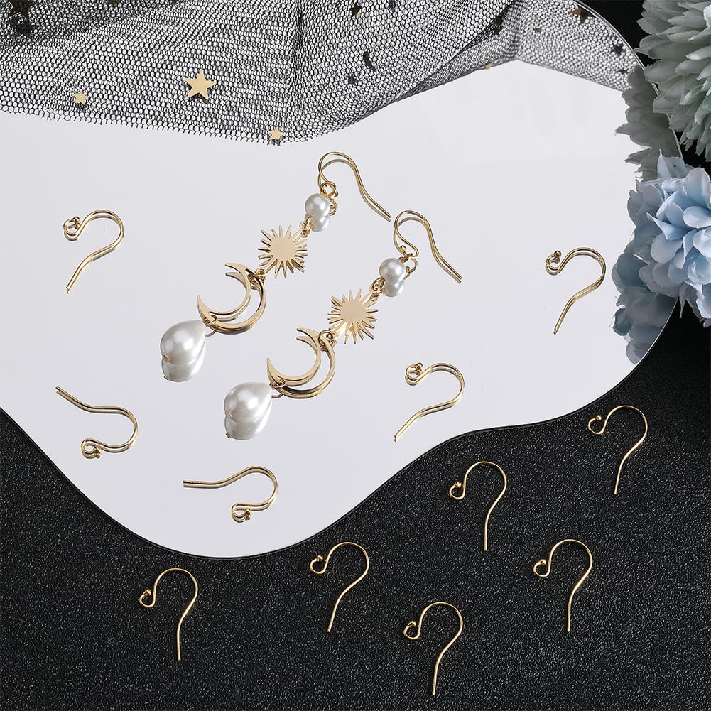Beebeecraft 1 Box 20Pcs Gold Fish Hook Ear Wires 18K Gold Plated Sterling Silver French Earring Hooks with Ball Dot for Earrings Jewellery Making DIY Craft (Wire 0.7mm/21 Gauge/0.028 inch) - Image 4