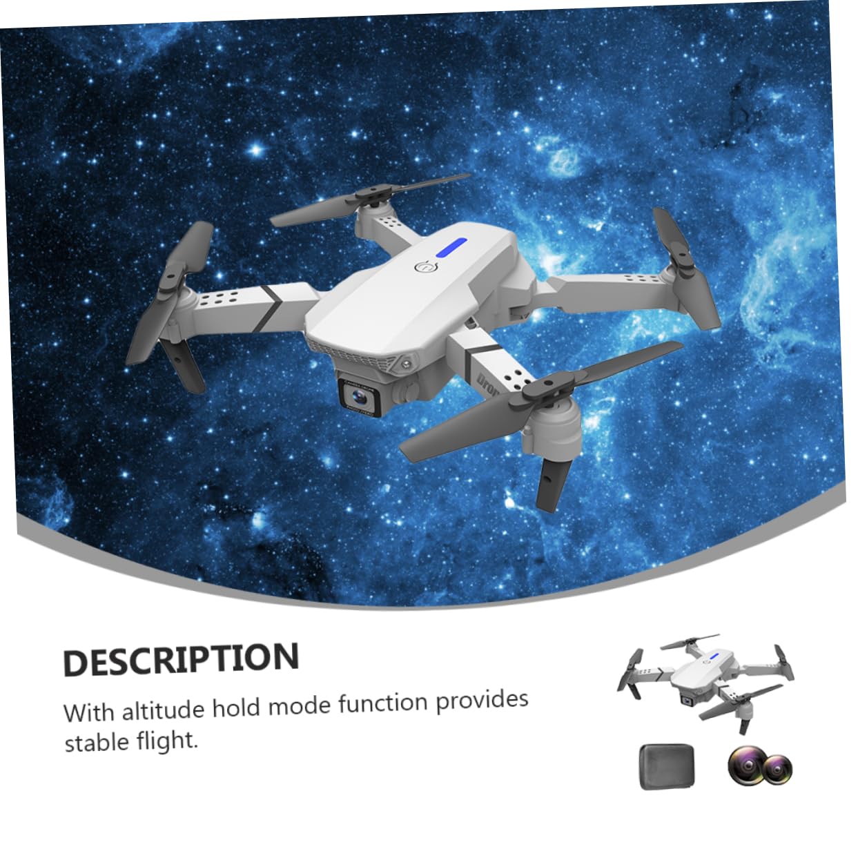 Dron Plegable E525 Doble Cámara 4k, Quadrotor Blanco