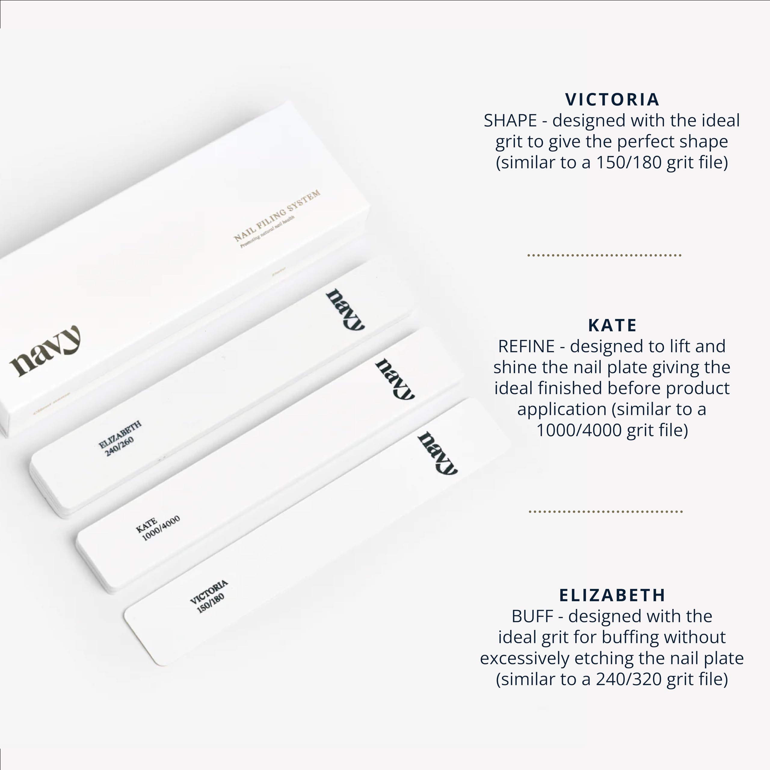 Navy Nail Files Trio Pack, White - Image 3