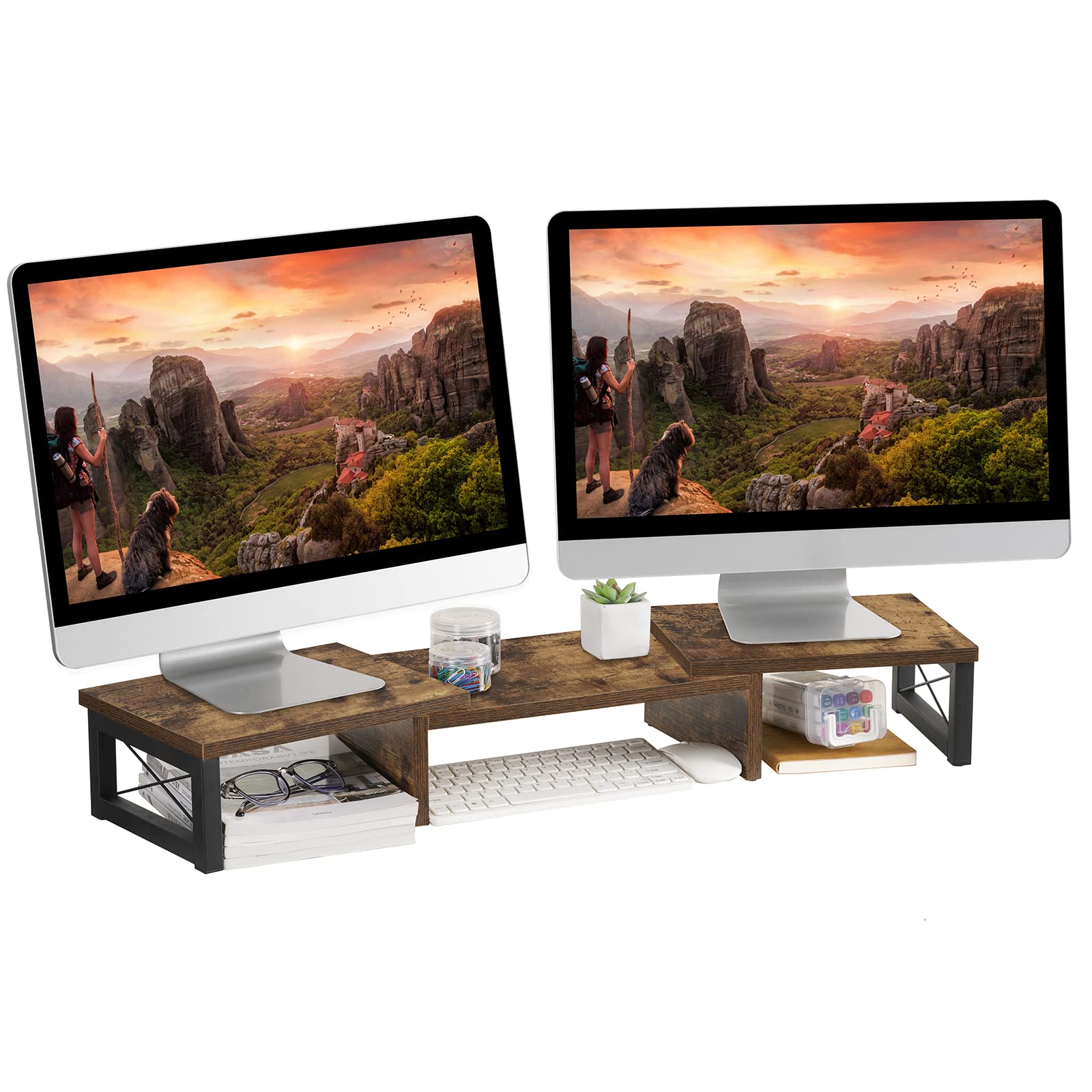 Buy Giikin Dual Monitor Stand Riser 3 Shelf Screen Stand with