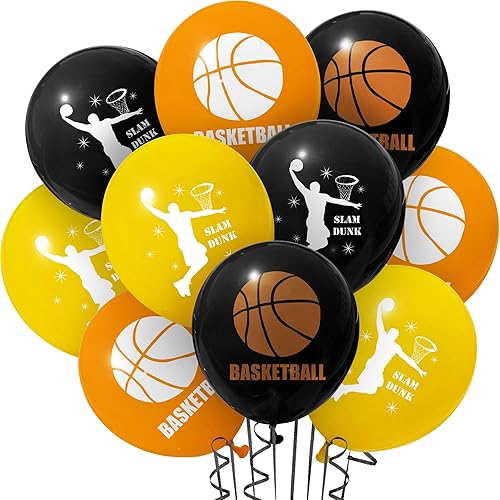 Miniatura 7 de Suministros para fiestas de baloncesto con texto en inglés Happy Birthday, decoración de pastel de baloncesto y globos temáticos de baloncesto para