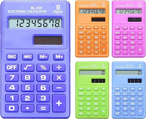Miniatura 7 de Calculadoras estándar básicas azules, mini calculadora digital de escritorio, calculadora inteligente de energía solar, tamaño de bolsillo, oficina