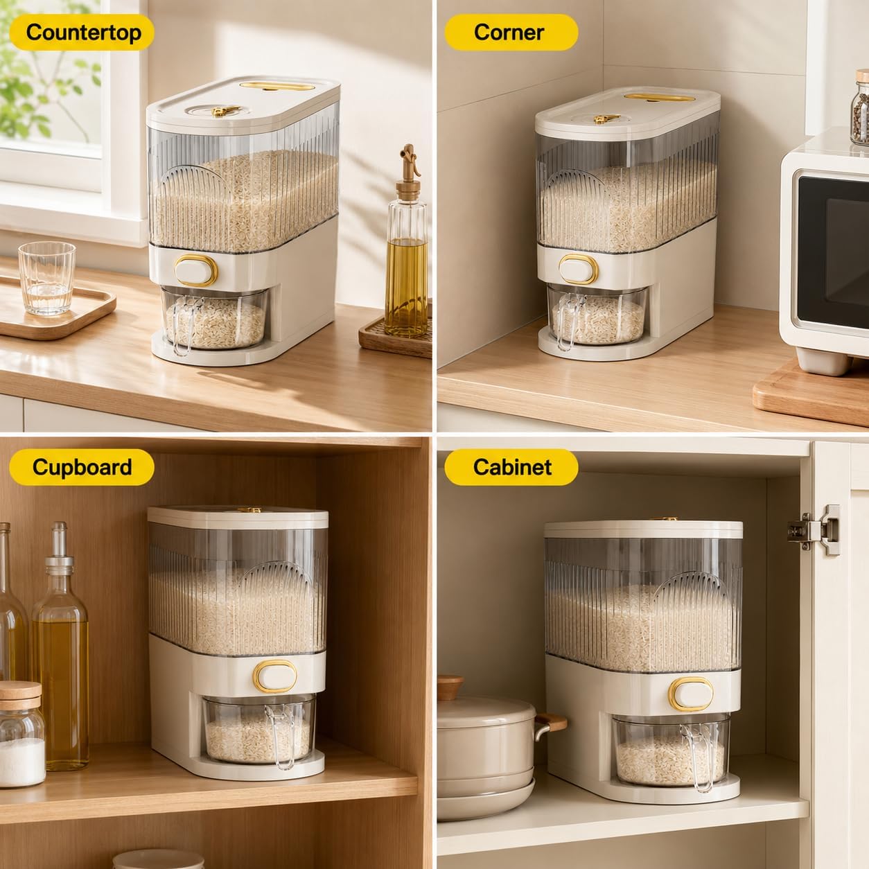 11-Pound Transparent High-Capacity Rice Bin Features a Lid, Time Scale, and Measuring Cup，a Sealed Moisture Proof Grain Storage Container Suitable for Storing Rice, Corn, and More. (11, Pounds)