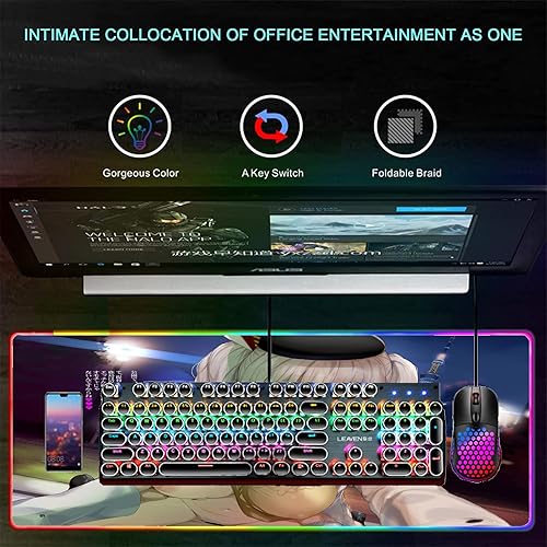 Miniatura 4 de Alfombrillas de ratón Anime Girl Sexy Butt XXL RGB Mouse Pad Gamer Pc Gaming LED Mousepad Alfombrilla de teclado Alfombrilla de escritorio Protector