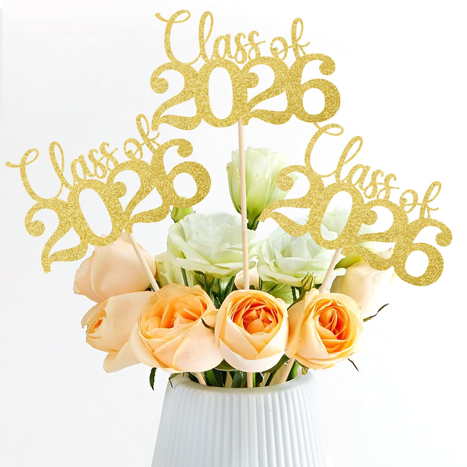 Mljsh Graduation Decorations Class of 2026, 12 PCS Gold Double-Sided Graduation Centerpieces for Tables, Glitter Table Toppers, Grad Party Decorations