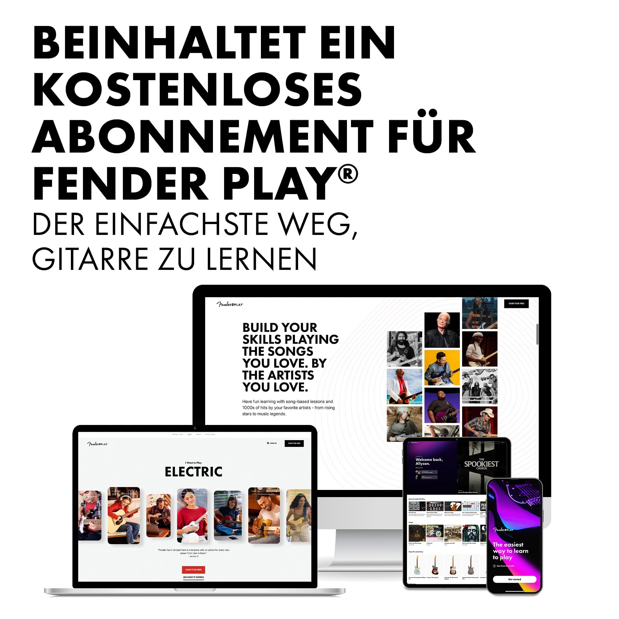 Fender Squier Affinity Stratocaster E-Gitarre, 3-Color Sunburst, hochwertiger Klang, leichte Bespielbarkeit, ideal für Anfänger & Fortgeschrittene, inkl. kostenloser virtueller Kurse auf Fender Play