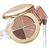 Glow Gallery Highlighting Eye & Cheek Palette, 4-Color Metallic Shimmer Eye & Cheek Palette, Blush and Highlighter Palette, Makeup Set for Shading, Highlighting & Defining the Face #01