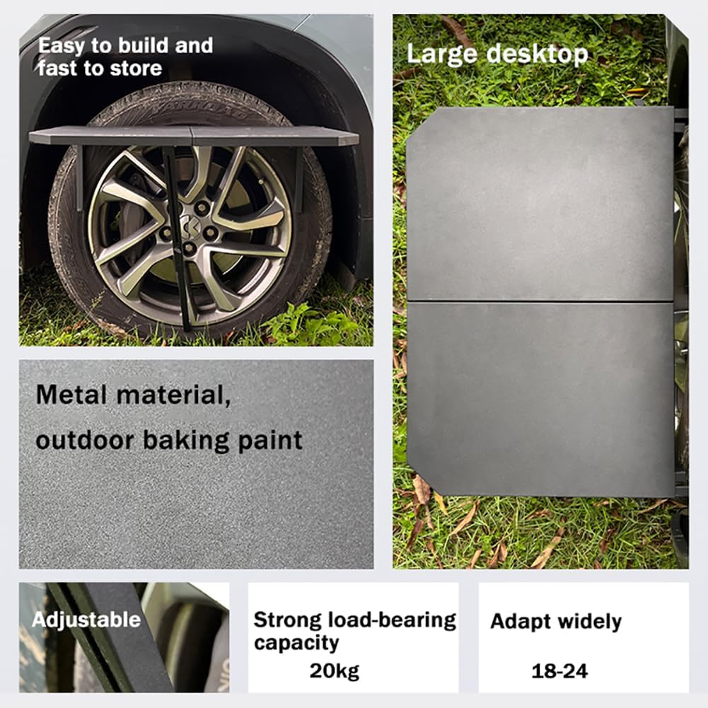 Przenośny stół kempingowy, aluminiowy składany stół piknikowy, regulowana wysokość, pojemność 20 kg, z przyczepą kempingową i torbą na zakupy na świeżym powietrzu