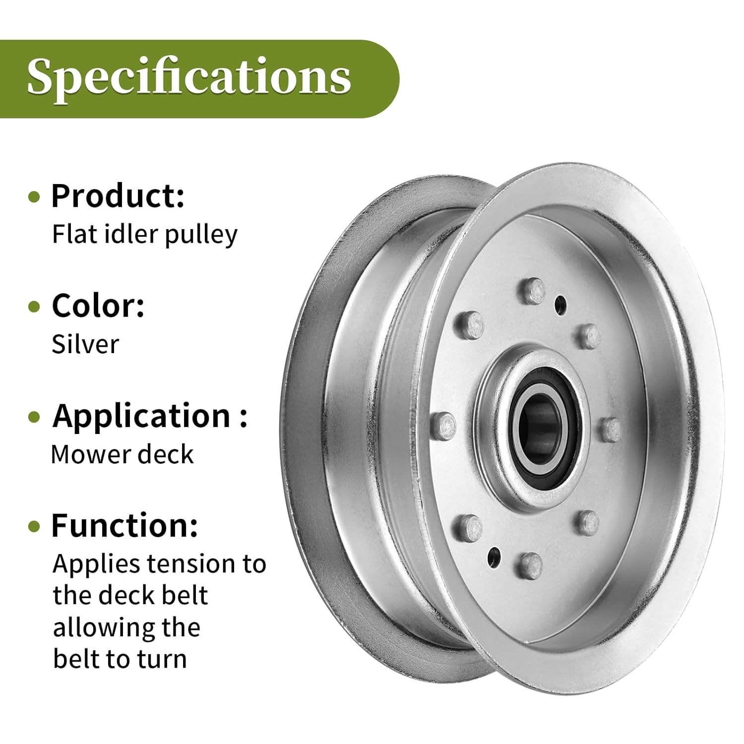 756-05034A Idler Pulley GY20629 GY22082 Fit for John Dee re Riding Mower 42 inch Deck, AUC17621 Flat Idler Pulley Compatible with John Dee re L120 L110 LA115 D125 D170, MTD T1000 Lawn Tractors, 2 Pack