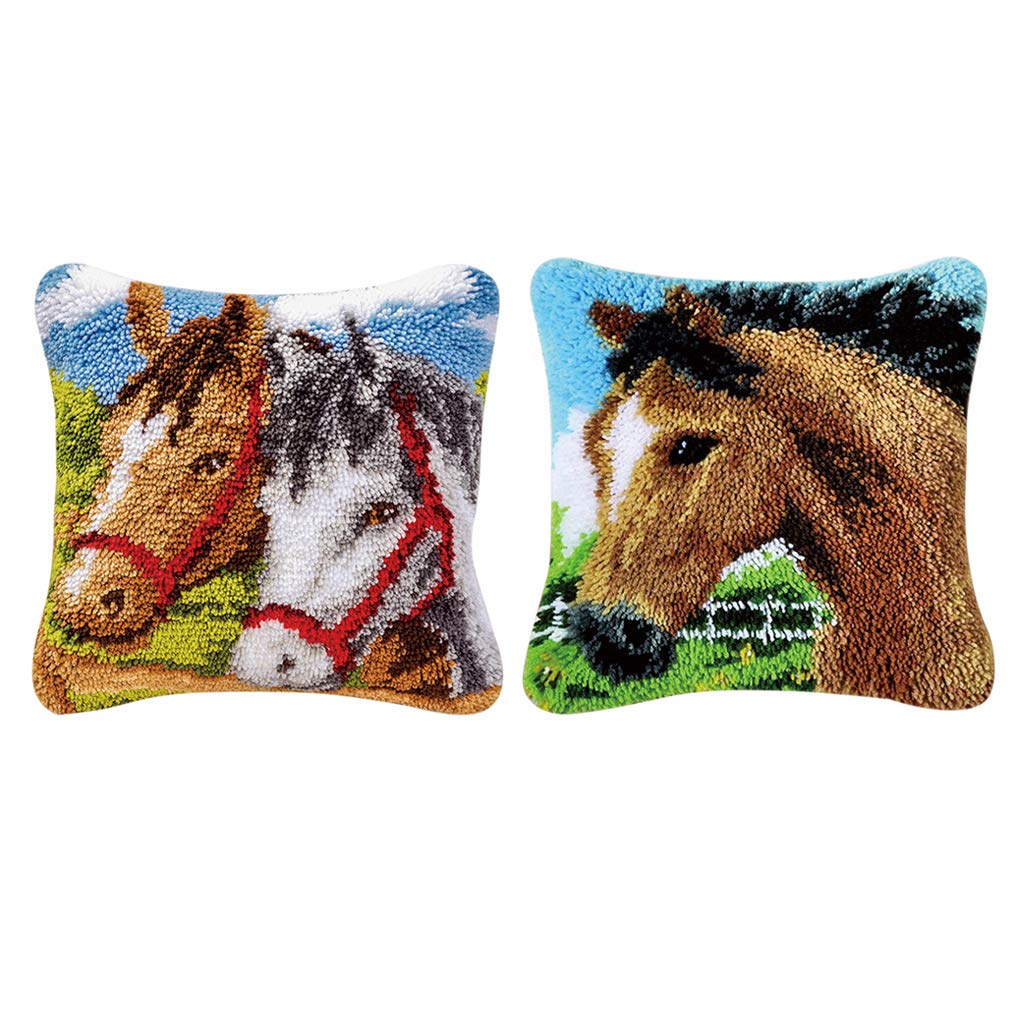 CLUB BOLLYWOOD The Style Sutra 2 Set Horse Latch Hook Kits for DIY Pillow Cover Sofa Cushion Cover 43x43cm|Crafts | Needlecrafts & Yarn | Rug Making | Latch Hooking-image-33