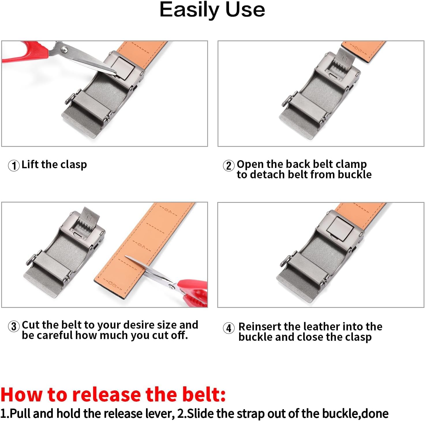 GOIACII Men Belt Ratchet Leather Belt Effortless Style for Men's Dress Casual Jeans Trim to Fit