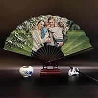 Vista 8 de WERWAES Personalized Folding Fan with Custom Photo Hand Held Fans Foldable for Wedding Dancing Saloon Cosplay Party Props Decorative Folding Fans