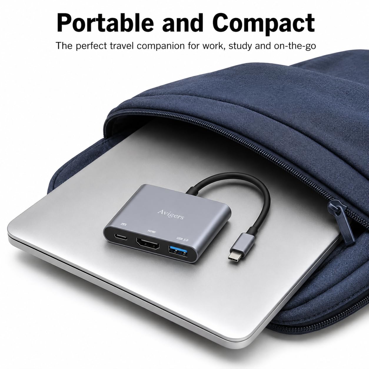 Adaptateur USB C vers HDMI 4K, Hub Multiport 3 en 1 avec PD Charge 100W, USB 3.0 pour Samsung MacBook Pro