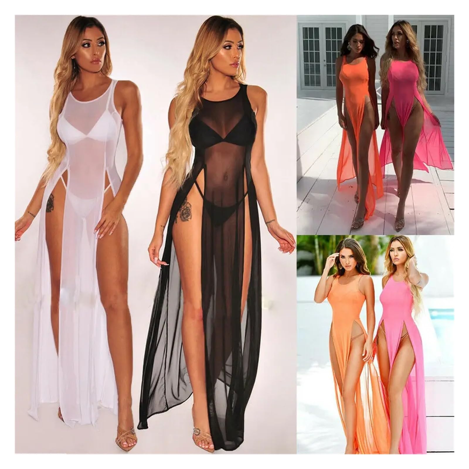 Okrycia na bikini Damska siateczkowa sukienka letnia na bikini, wielokolorowa, rozmiar S-XL