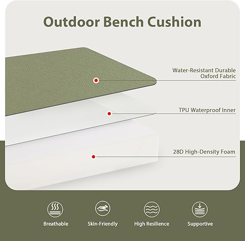 Vista 14 de Favoyard - Cojín de banco para exteriores de 42 x 18 pulgadas, impermeable, para muebles de patio, el color resiste 3 años, para el sofá de jardín