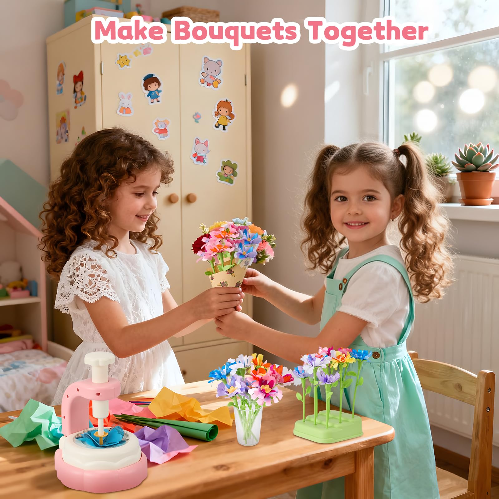 Machine à Fleurs Pour Enfants – Atelier Créatif De Bouquets Avec Pot Et Vase