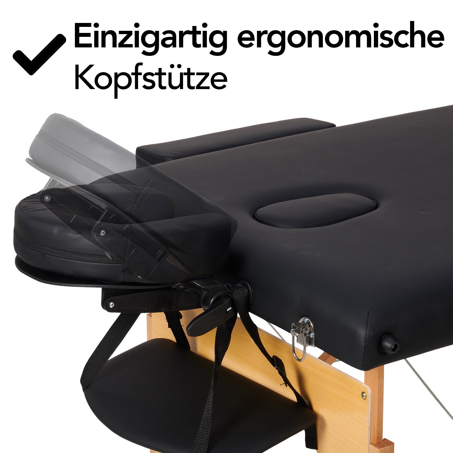 Brixy Klappbare Massagetafel, professionelle Behandlungsbank mit 250 kg Tragkraft, 8-Fach höhenverstellbar und Tragetasche, Schwarz
