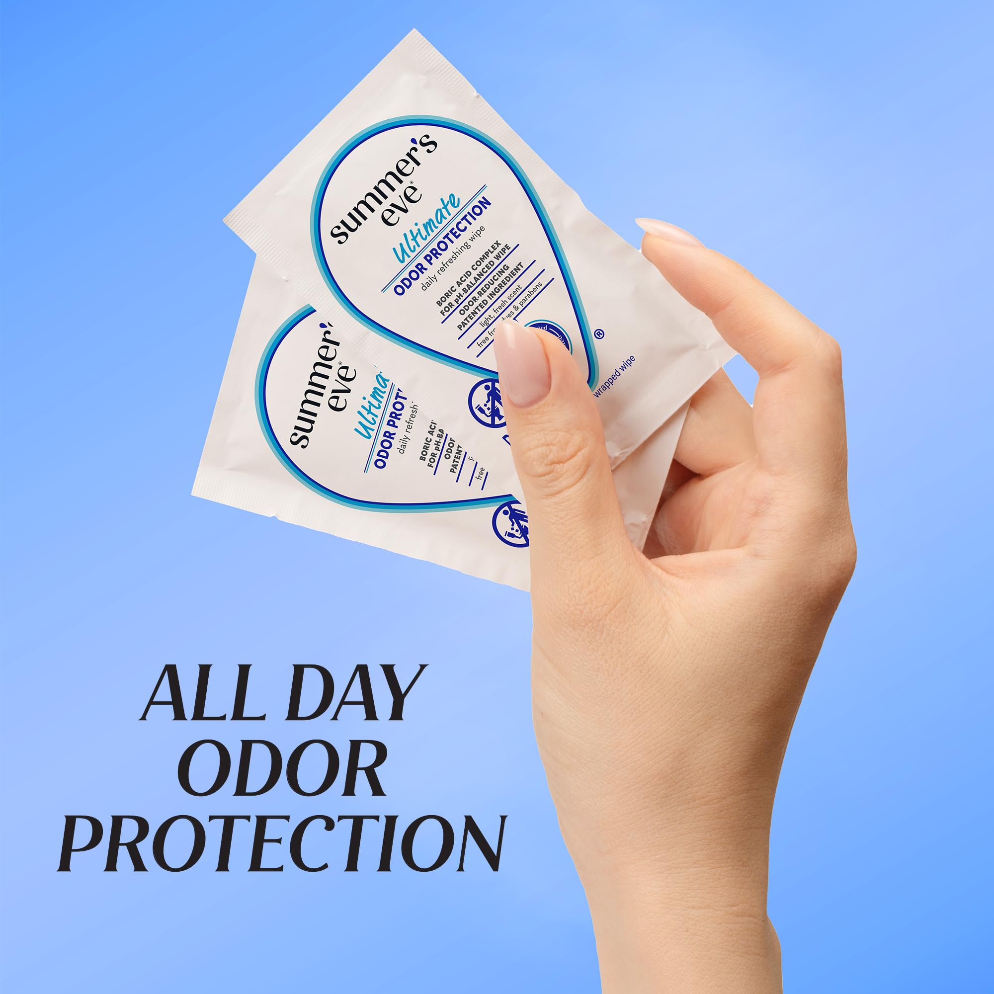 Summer's Eve Ultimate Odor Control Feminine Spray, 2 oz & Wipes with Boric Acid, 12 ct