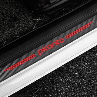 KLHYWEN Pack of 4 Car Door Sill Protection Stickers for KI-A Picanto, Carbon Fibre Door Sill, Paint Protection Film, Step Plate Cover, Decorative Accessories, Red