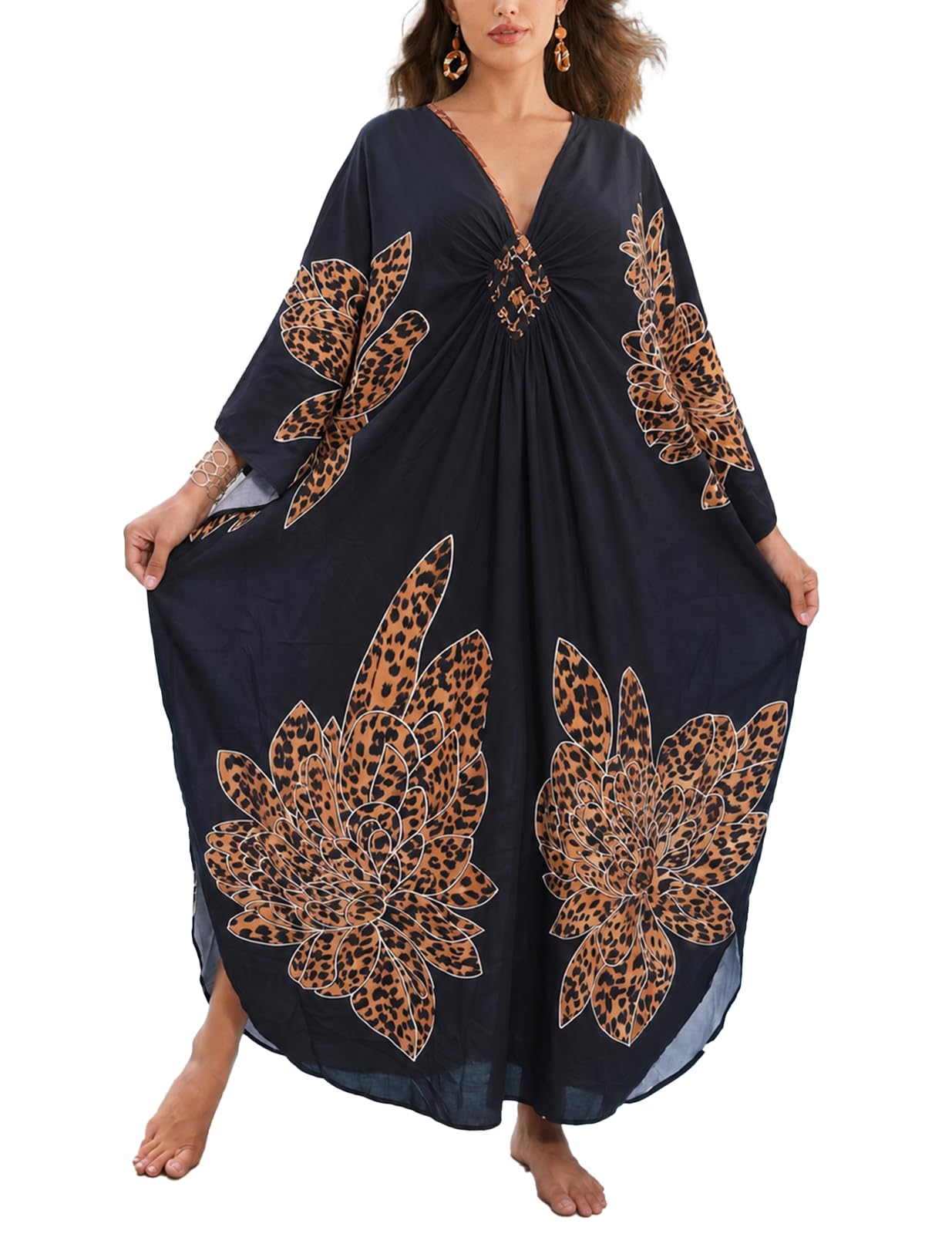 sunforyou Kaftan Dresses for Women Stylish Caftans Plus Size Beach Cover up Soft Loungewear