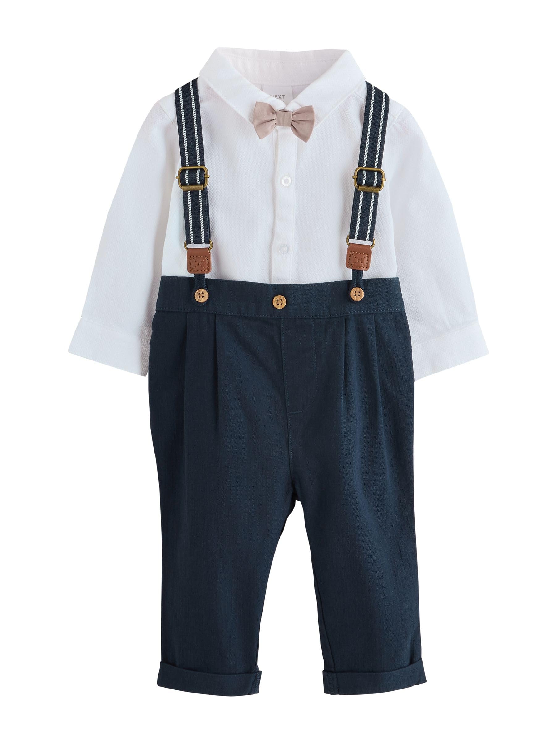 NEXT Baby Jungen Baby Hemd, Hose und Hosenträger, 4er-Set