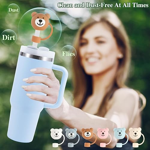 Miniatura 4 de Tapa de popote de 0.4 pulgadas para Stanley Cup, 6 piezas de almohadillas de silicona compatibles con vasos Stanley de 30 y 40 onzas, bonitas fundas