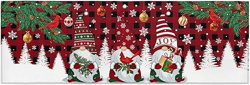 Miniatura 10 de Libaoge Juego de 1 alfombras y tapetes de cocina de Navidad, diseño de muñeco de nieve, camión, copo de nieve, árbol de Navidad, tapete para