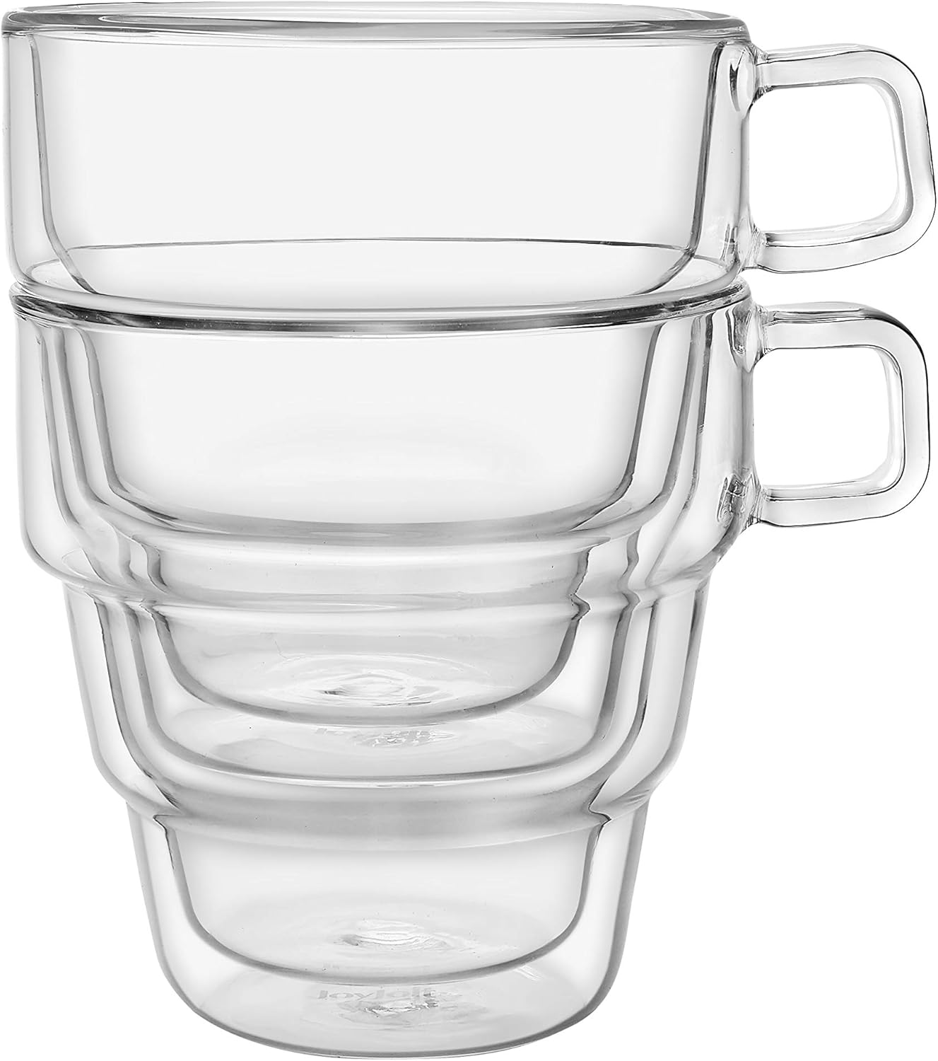 JoyJolt Pila Double Wall Insulated Coffee Mugs – 16 oz Double Walled Insulated Glasses Coffee Mug With Handle, Stackable, Sleek Modern Design – Set of 2