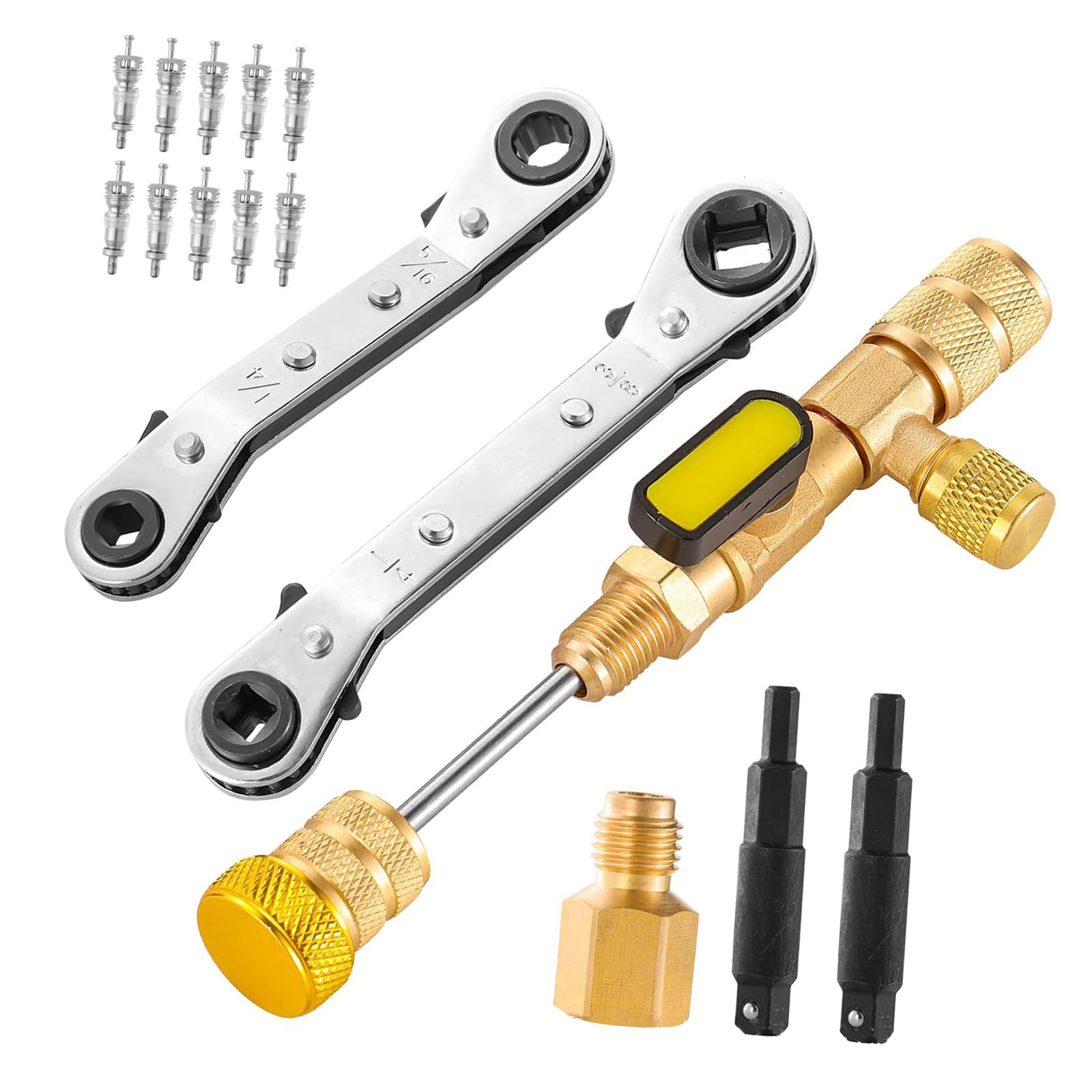 YHAILI Professional HVAC Service Wrench Set With Bit Adapters For Refrigerator Cores Removal Installation Maintenance