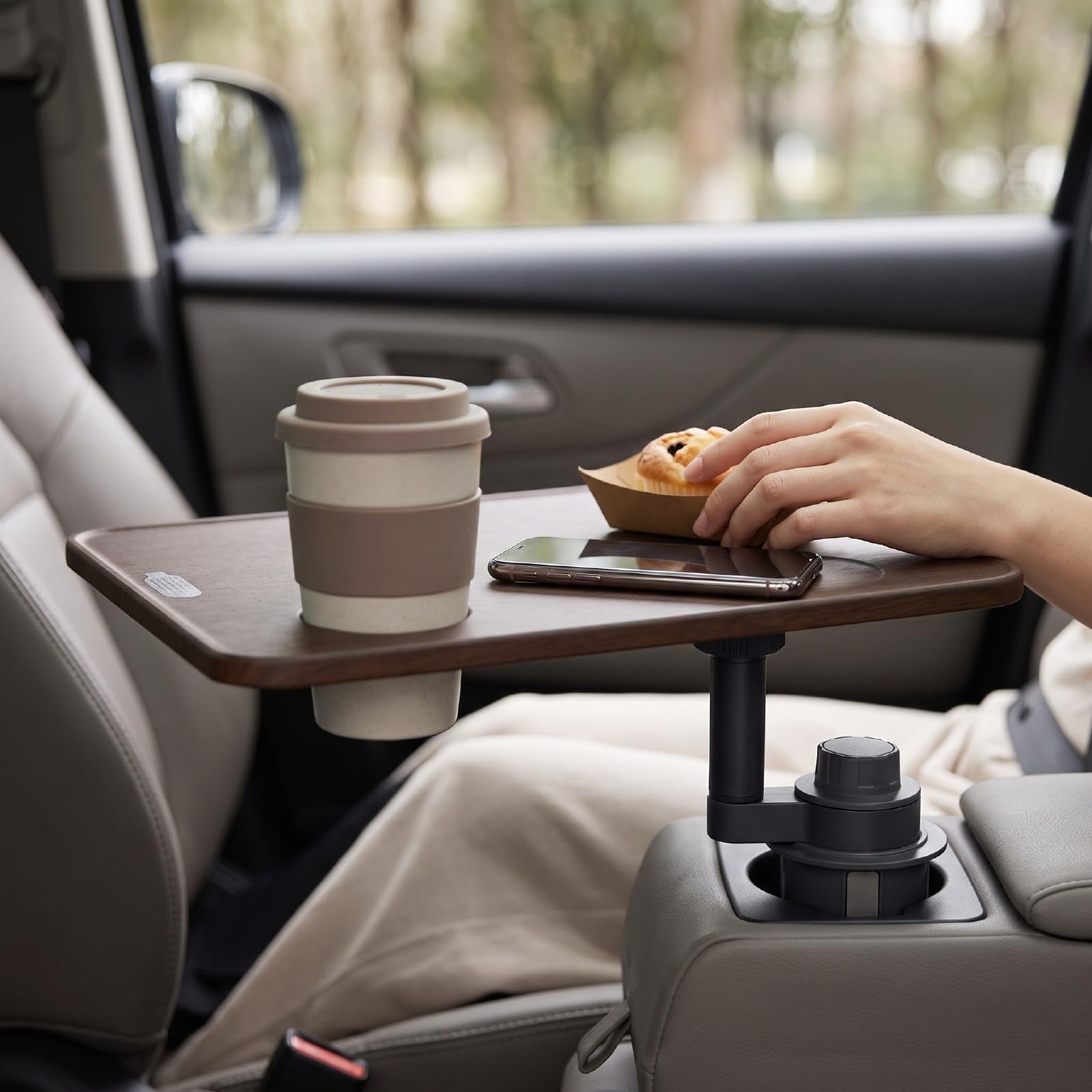 Fydun Porta Tazza Auto Tavolino Porta Tazza Scrivania Laptop Vassoio Legno