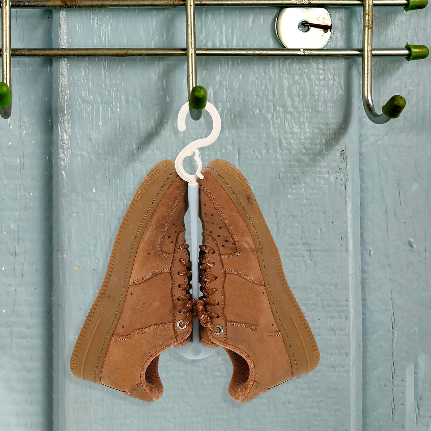 WOONEKY Plastic Shoe Drying Rack with Hanging Hooks 4pcs for Shoes
