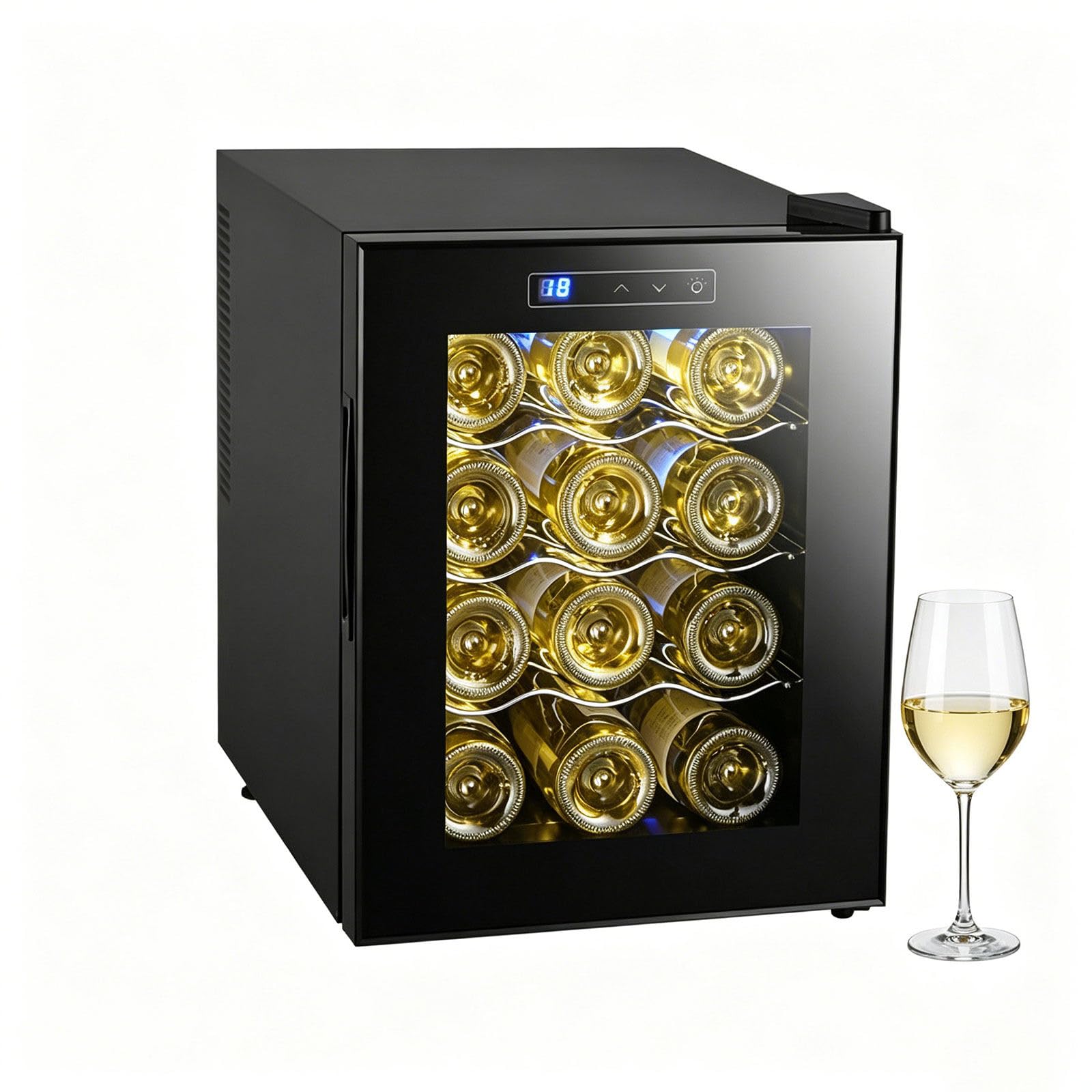 Cantinetta per Vino 32L autoportante a Porta in Vetro, Controllo Temperatura Digitale per casa, Camera da Letto, Cucina, Appartamento all-MetalEdition