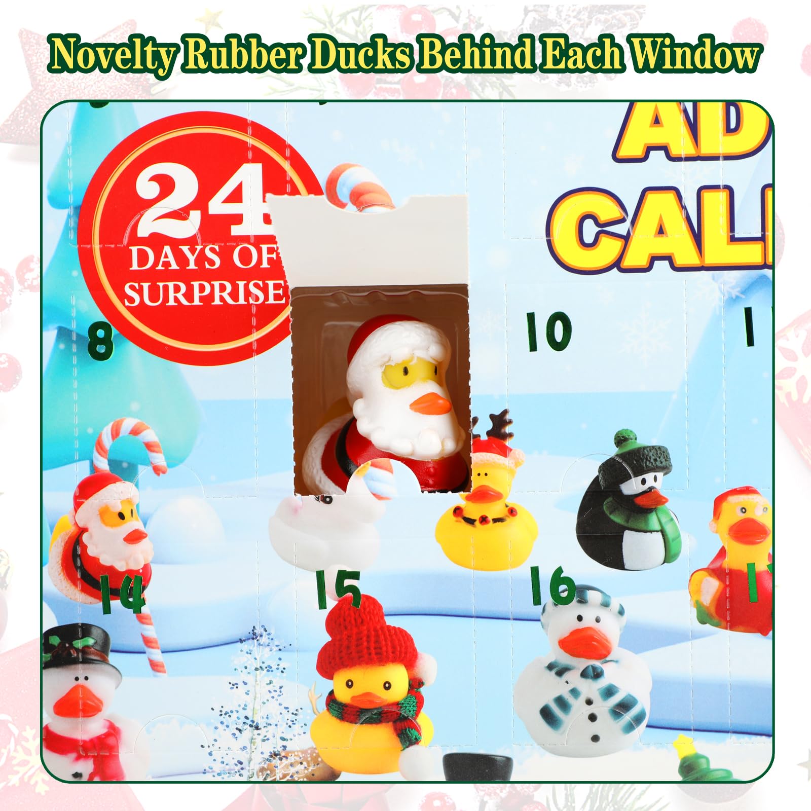 Christmas Advent Calendar 2025 for Kids 24 Days Christmas Countdown Calendar with Rubber Ducks Bath Toys Christmas Party Favors Fun Toys Gifts for Kids Boys Girls Toddlers Children Teens Friends Xmas