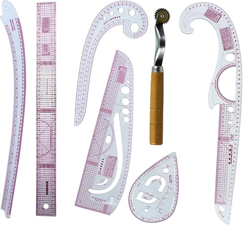 Miniatura 2 de YIJU Juego de reglas de costura, accesorios de costura, costura, principiantes, dibujo, portátil, duradero, profesional, herramientas de diseño, 6