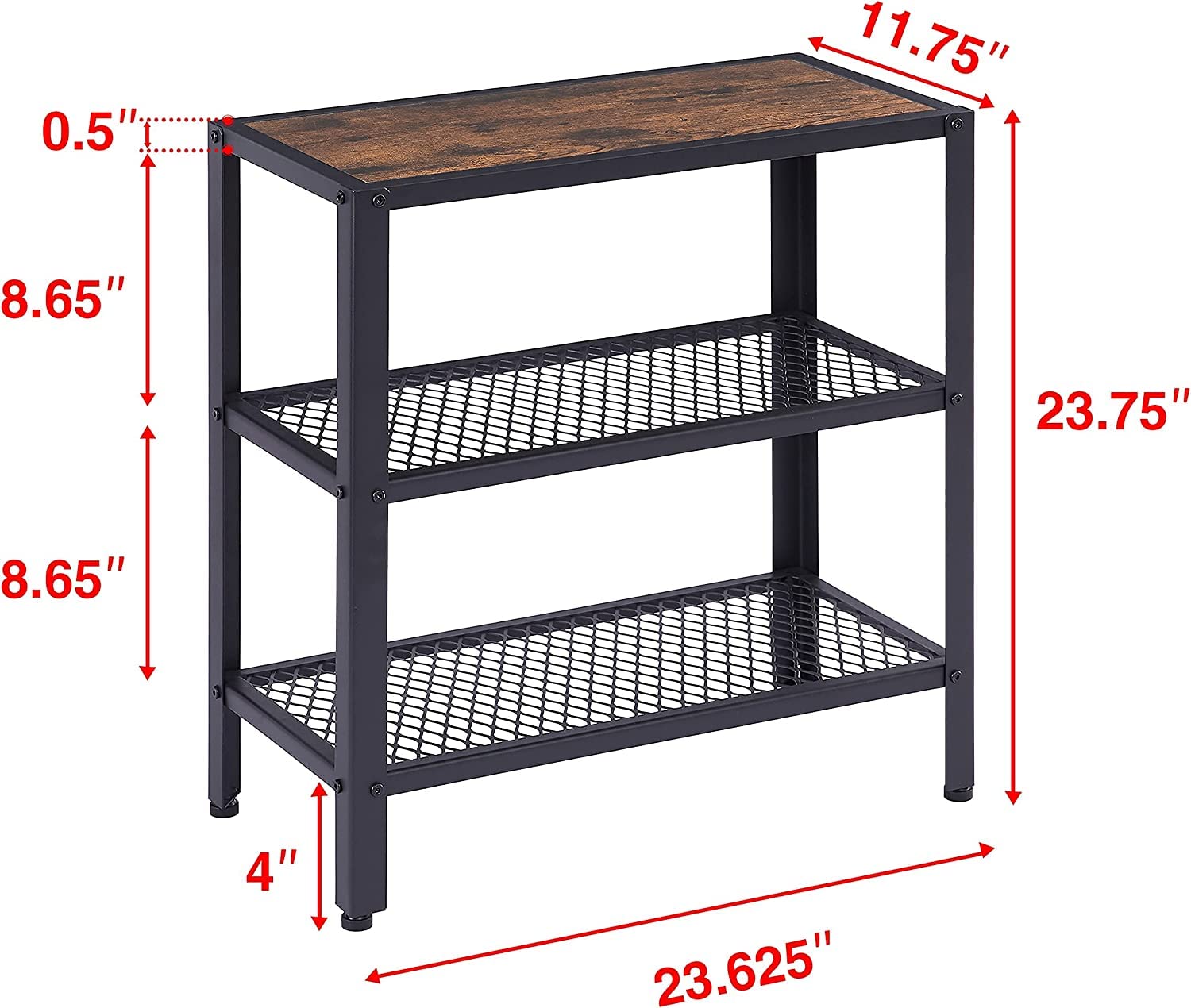 Indian Decor 39213 Classic 3-Tier Side Table, End Table, Shelving Unit  Storage Rack, Rustic Brown Wood Decorative Table for Hallway, Living Room,  ...