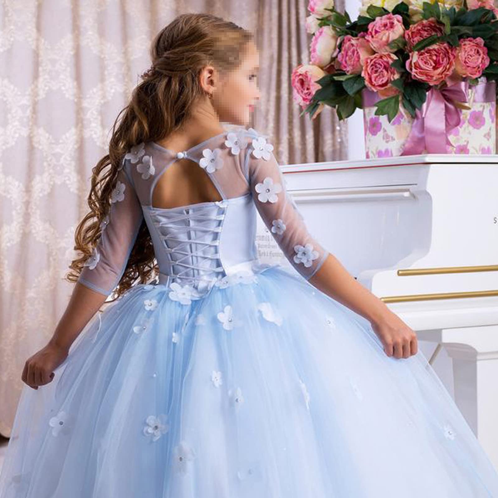 shuorui pageant princess dresses multi layer SHUORUI Girls' Lace Princess Dress, Handmade, Swollen Fashion, Elegant  Elegant Party, Wedding, Bridesmaid Dress, Layered Puffy Tulle Dresses,