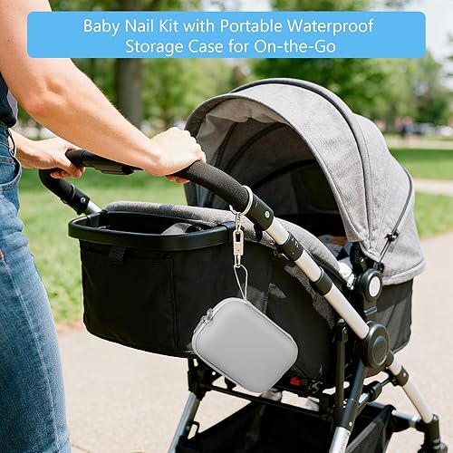 Miniatura 8 de Kit de uñas para bebé, juego de cuidado de uñas de bebé 4 en 1 con estuche de almacenamiento, recortador de uñas suave eléctrico con luz LED,