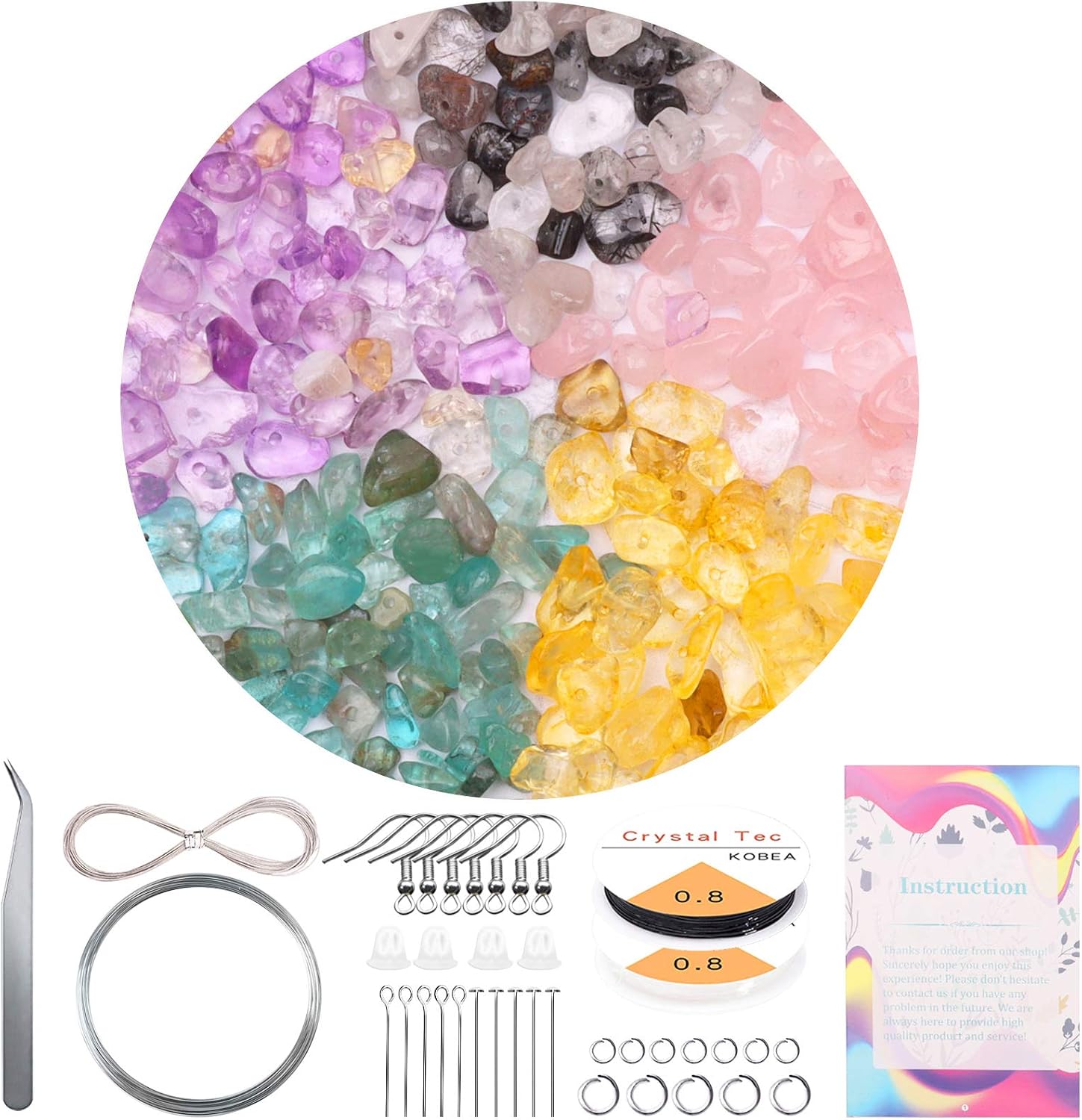 Crystals Stone Beads for Jewelry Making, 400 Pcs Natural Chip Stone Beads 5-8 MM Irregular Gemstones Bulk Multicolored Loose Rocks Beads for Earrings Beads Making, Necklace, Bracelet, DIY Art Crafts