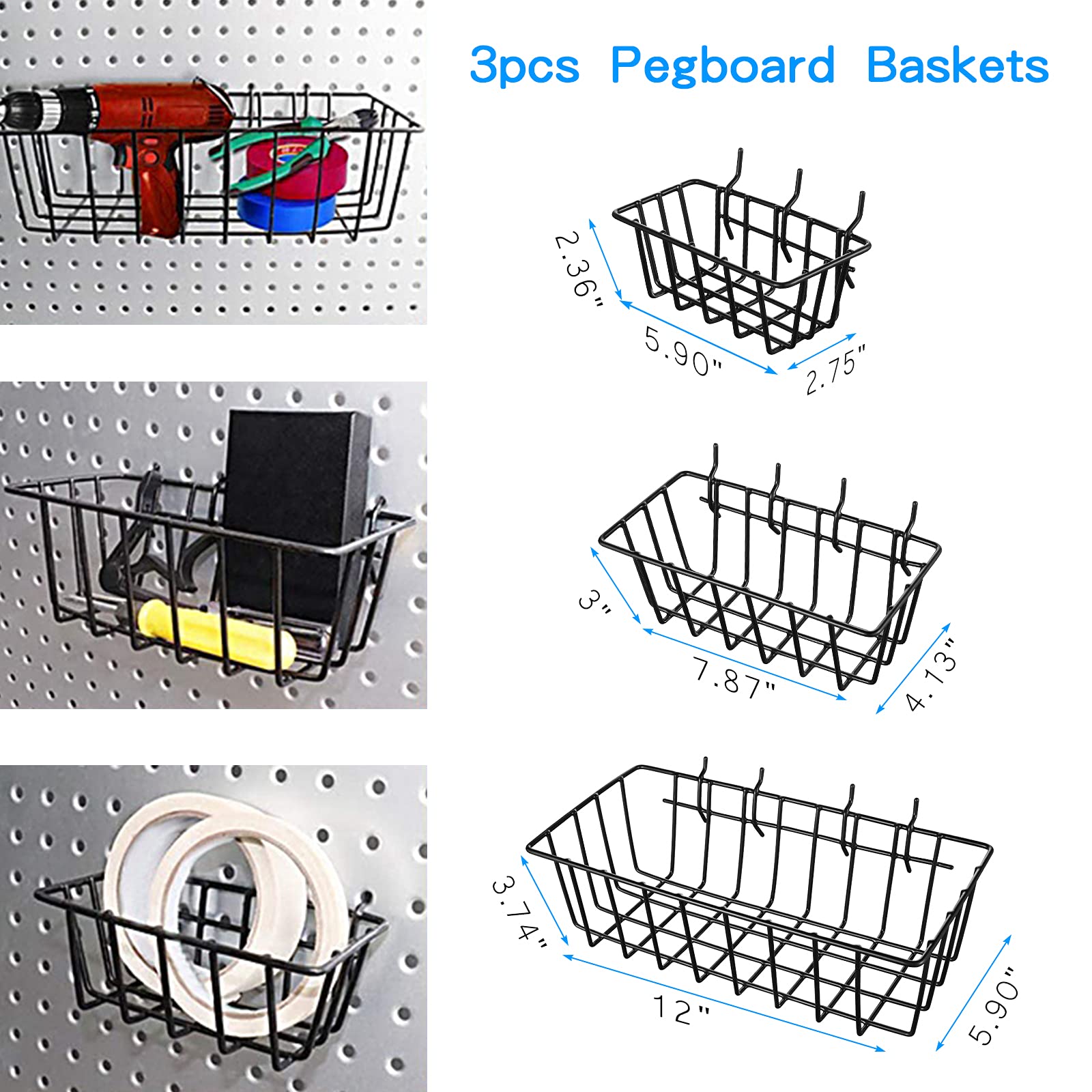 Set 144 Pezzi Ganci Per Pannello Forato | Organizza Attrezzi Con Cestini E Serrature | Faankiton - Foto 10