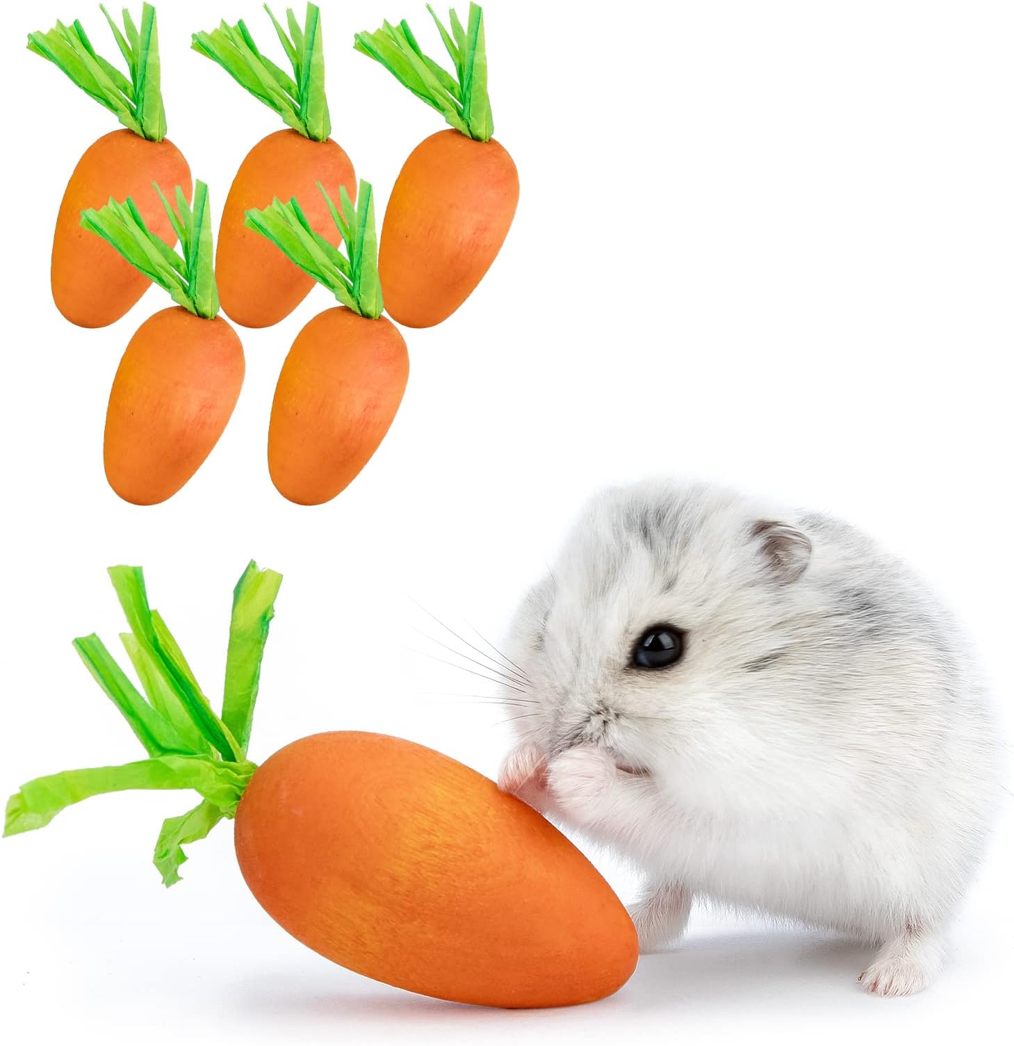 Niteangel Hamster Chew & Decor Toys - for Syrian Dwarf Hamsters Gerbils Mice Lemming Degu or Other Small-Sized Pets (Carrot-Shape (Pack of 6))