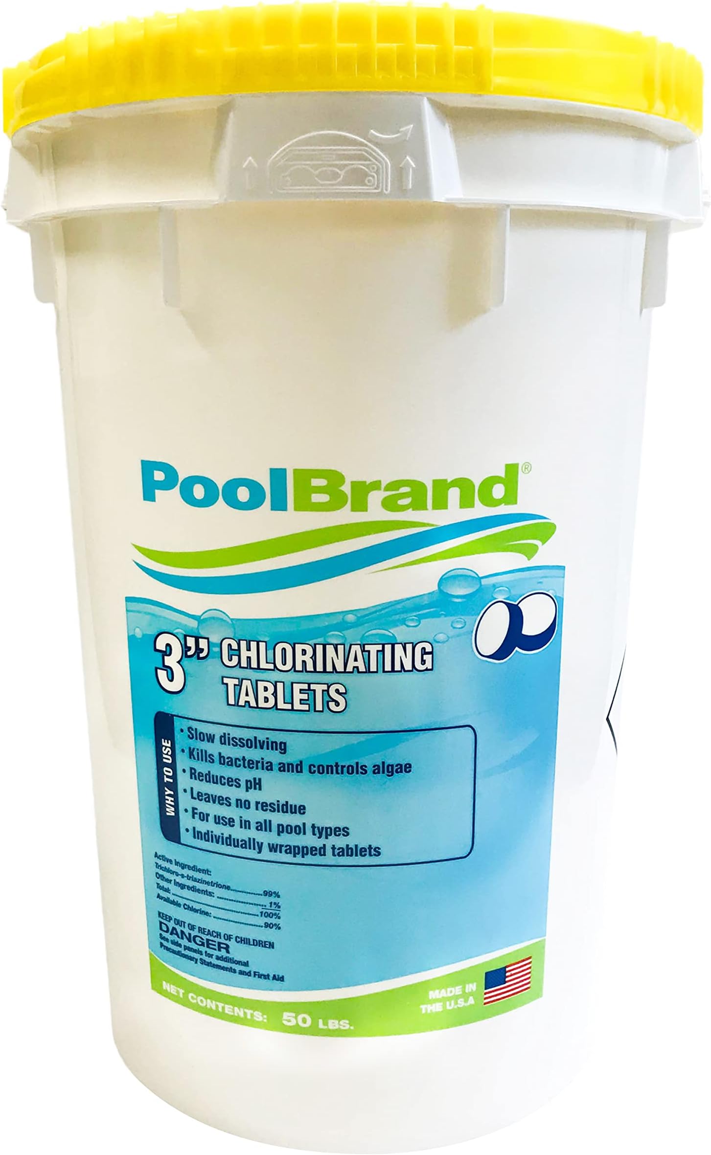 POOLBRAND 3" Chlorinating Tablets for Swimming Pools |- 50 Pounds