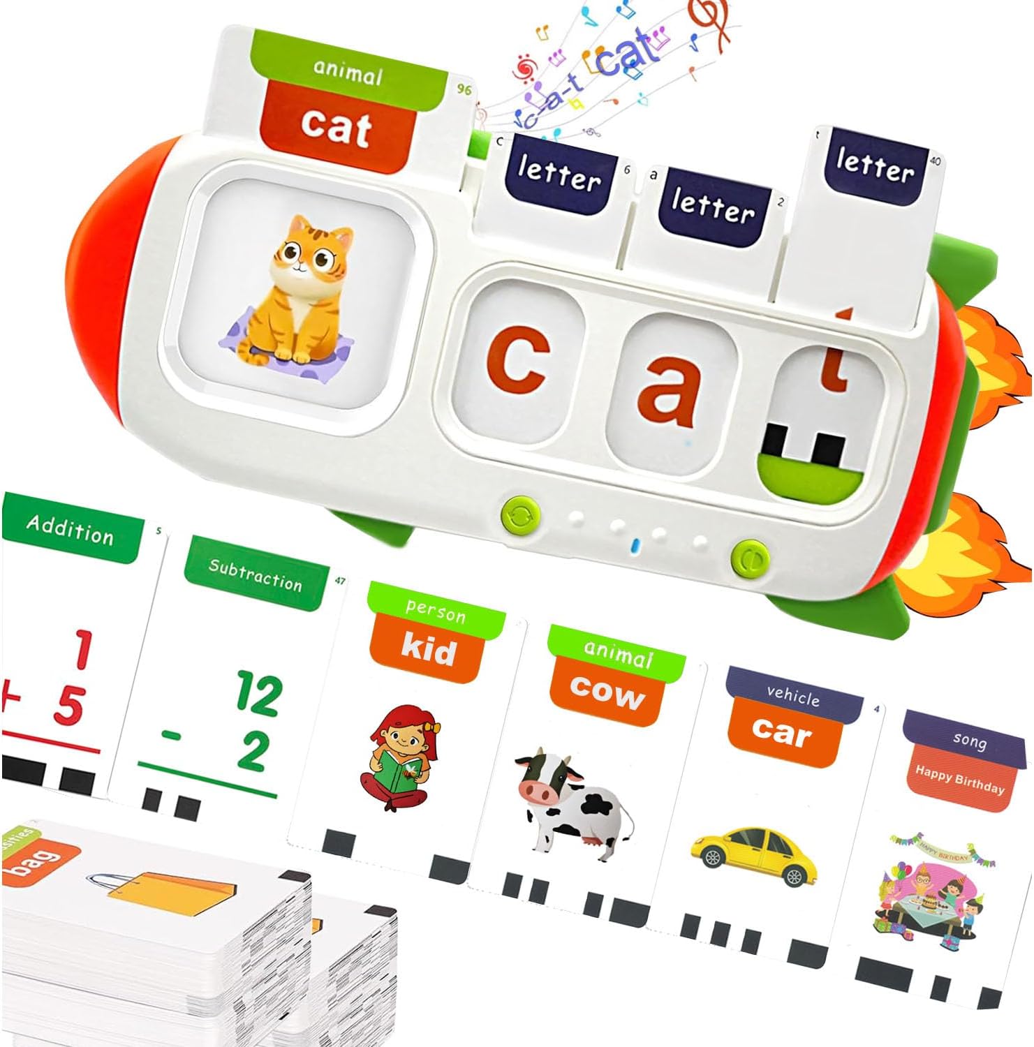 Alphabet Talking Flash Cards & Math Games for Kids 2-8, Speech Therapy Toys, ABC Learning Toys, 56 Math Flashcards & 106 CVC Word Games, Preschool Kindergarten Gifts for Boys & Girls