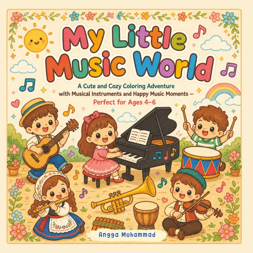 My Little Music World: A Cute and Cozy Coloring Adventure with Musical Instruments and Happy Music Moments — Perfect for Ages 4–6
