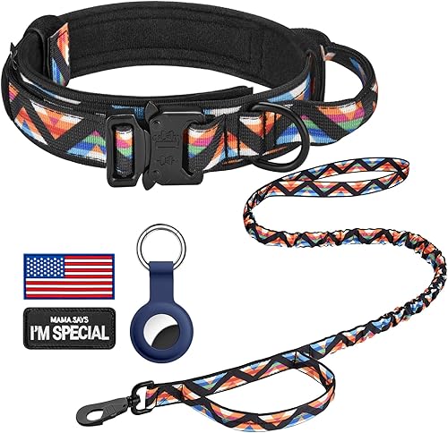 Miniatura 74 de DAGANXI - Collar táctico para perro, collar ajustable de nailon para adiestramiento con asa de control y hebilla, para perros medianos y grandes