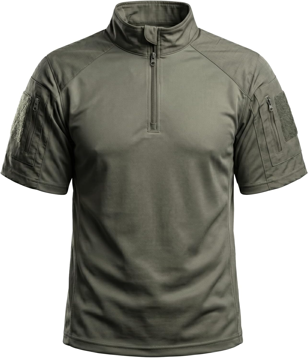 Men’s Short Sleeve Tactical Combat Shirt, 1/4 Zip Military Style Army T-Shirt, Quick Dry for Hunting Airsoft