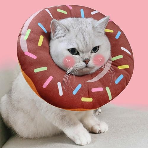 Miniatura 6 de ZHUOKECE Collar de cono para gato, suave, lindo collar de recuperación de gato, collar isabelino ajustable para curación de heridas, cómodo y ligero